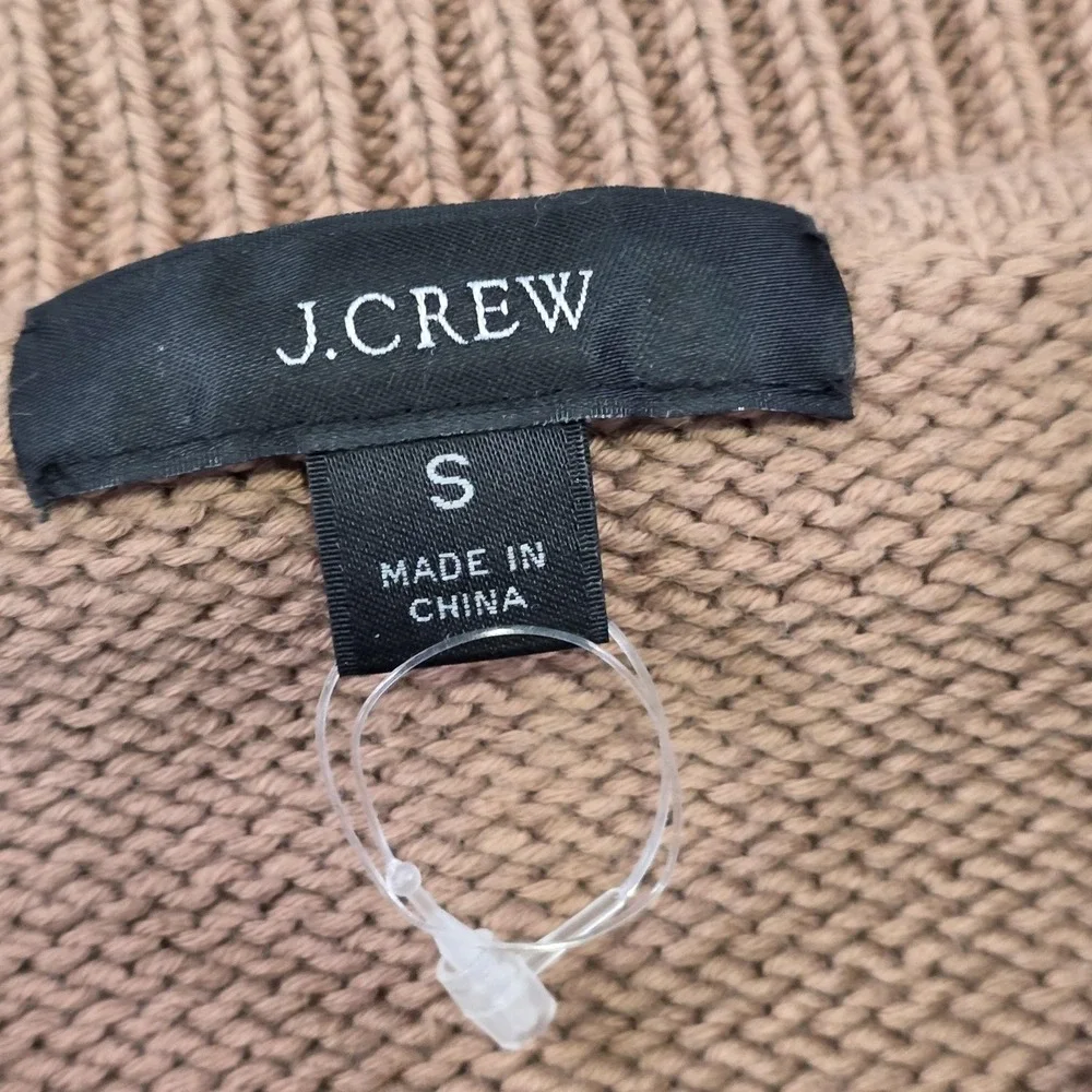J.Crew Relaxed-Sleeve Boatneck Beach Sweater Womens Small Brown Cotton Pullover